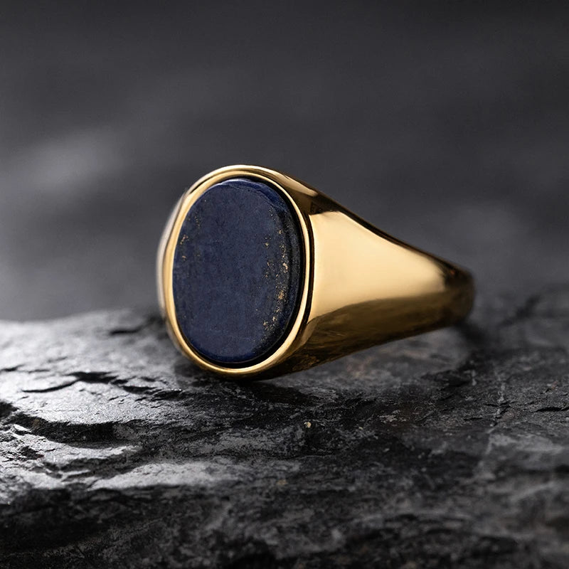 خاتم فاخر بتصميم كلاسيكي من العقيق الأسود وحجر عين النمر، مناسب للرجال والنساء - تصميم عصري أنيق، مصنوع يدويًا من الفولاذ المقاوم للصدأ 316L