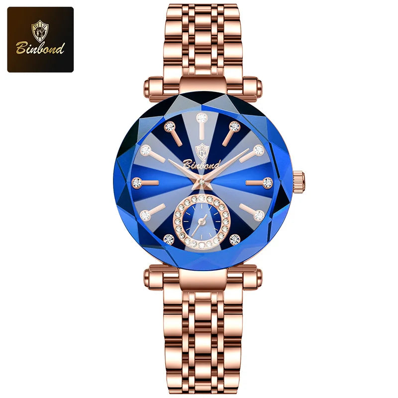 ساعة يد نسائية فاخرة وأنيقة من بينبوند، مقاومة للماء، مصنوعة من الفولاذ المقاوم للصدأ، مناسبة للإطلالات البسيطة والعصرية، تعمل بنظام الكوارتز.