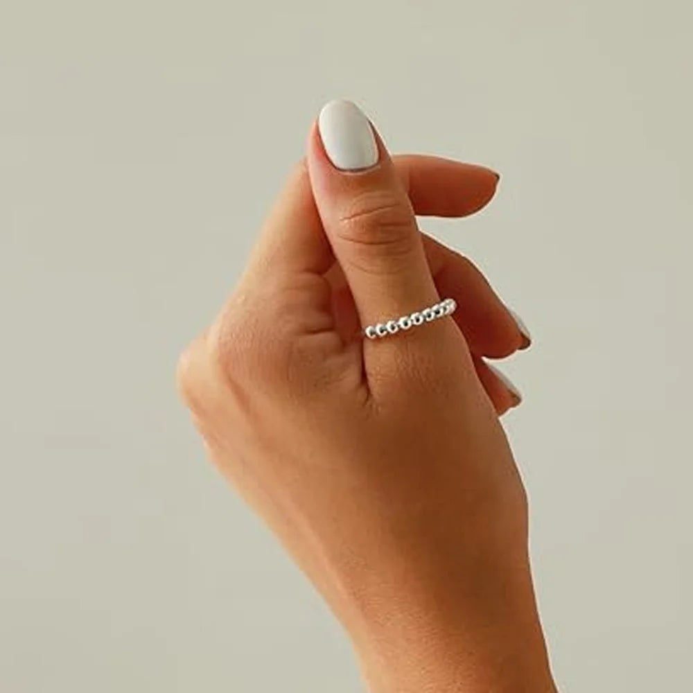 خواتم جديدة من الفضة الإسترليني عيار 925 لتخفيف التوتر، مزودة بخرز دوار، قابلة للتعديل، مناسبة للنساء والرجال، مجوهرات فاخرة