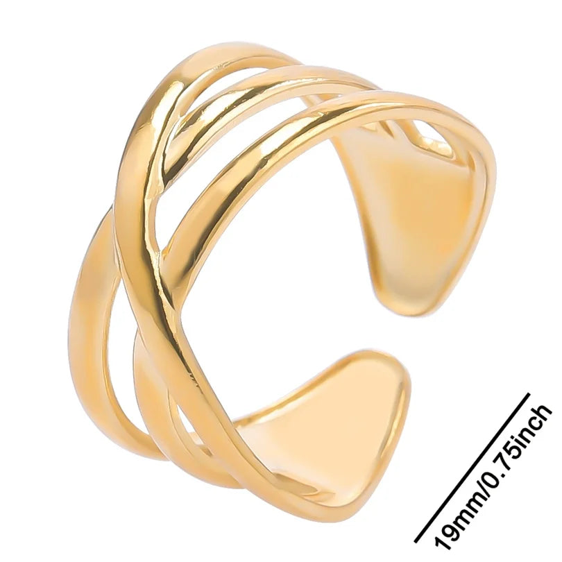 خواتم أنيقة مطلية بالذهب من الفولاذ المقاوم للصدأ، 6 قطع/مجموعة، بتصميمات زهور ونجوم وأوراق شجر وحب وثعبان، خواتم مجردة، مجوهرات نسائية بالجملة