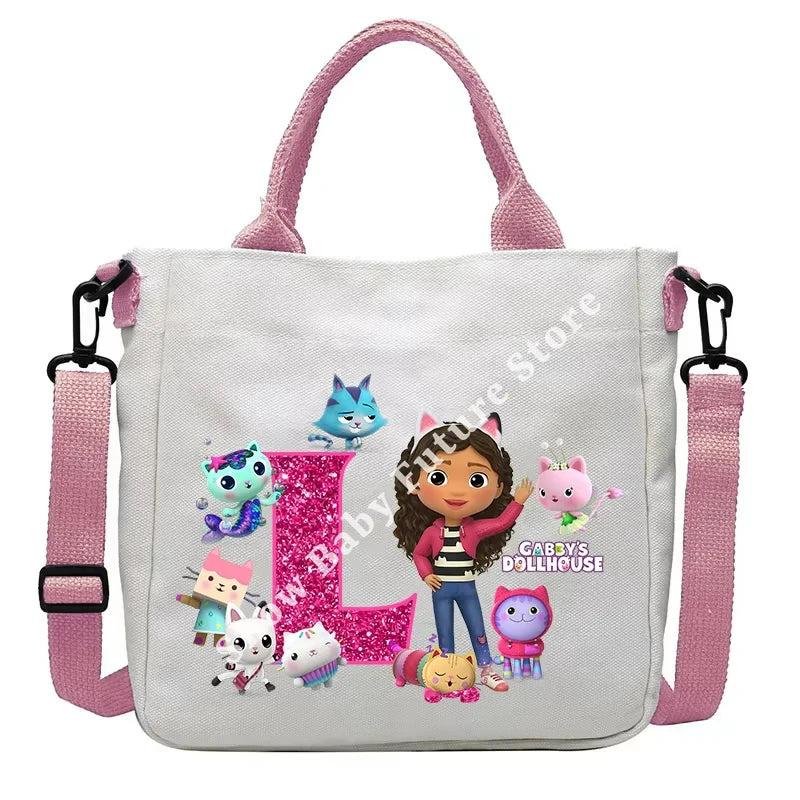 حقيبة كتف أنيقة بتصميم بيوت الدمى غابي للأولاد والبنات على شكل أنمي وحقيبة حمل أنيقة عليها حروف كرتونية وحقيبة يد من القماش وحقيبة كروس بودي وهدايا أعياد الميلاد