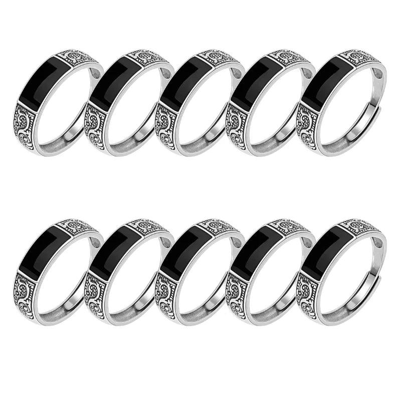 خواتم بسيطة بنمط تنين للرجال والنساء، خاتم مفتوح من النحاس بتصميم عتيق، سلسلة سوداء، إكسسوارات مجوهرات بانك