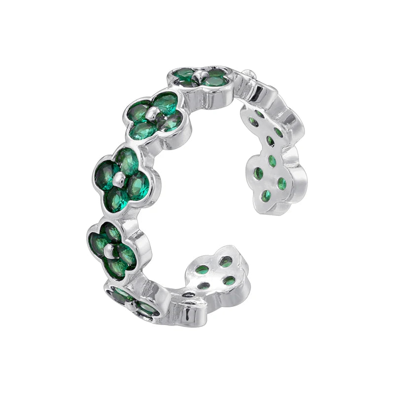 خاتم نسائي مفتوح الطرف قابل للتعديل من ZHUKOU، مصنوع من النحاس السميك عالي الجودة ومطلي بالذهب ومرصع بالزركونيا: VJ702