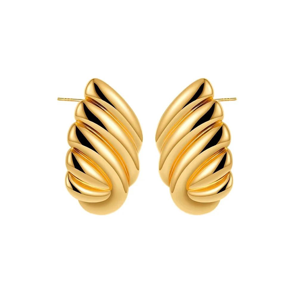 Trendy Stainless Steel Multilayer Circle Twist Knot Earrings for Women Texture Mixed Color Gold Plated Statement Earring Bijoux
