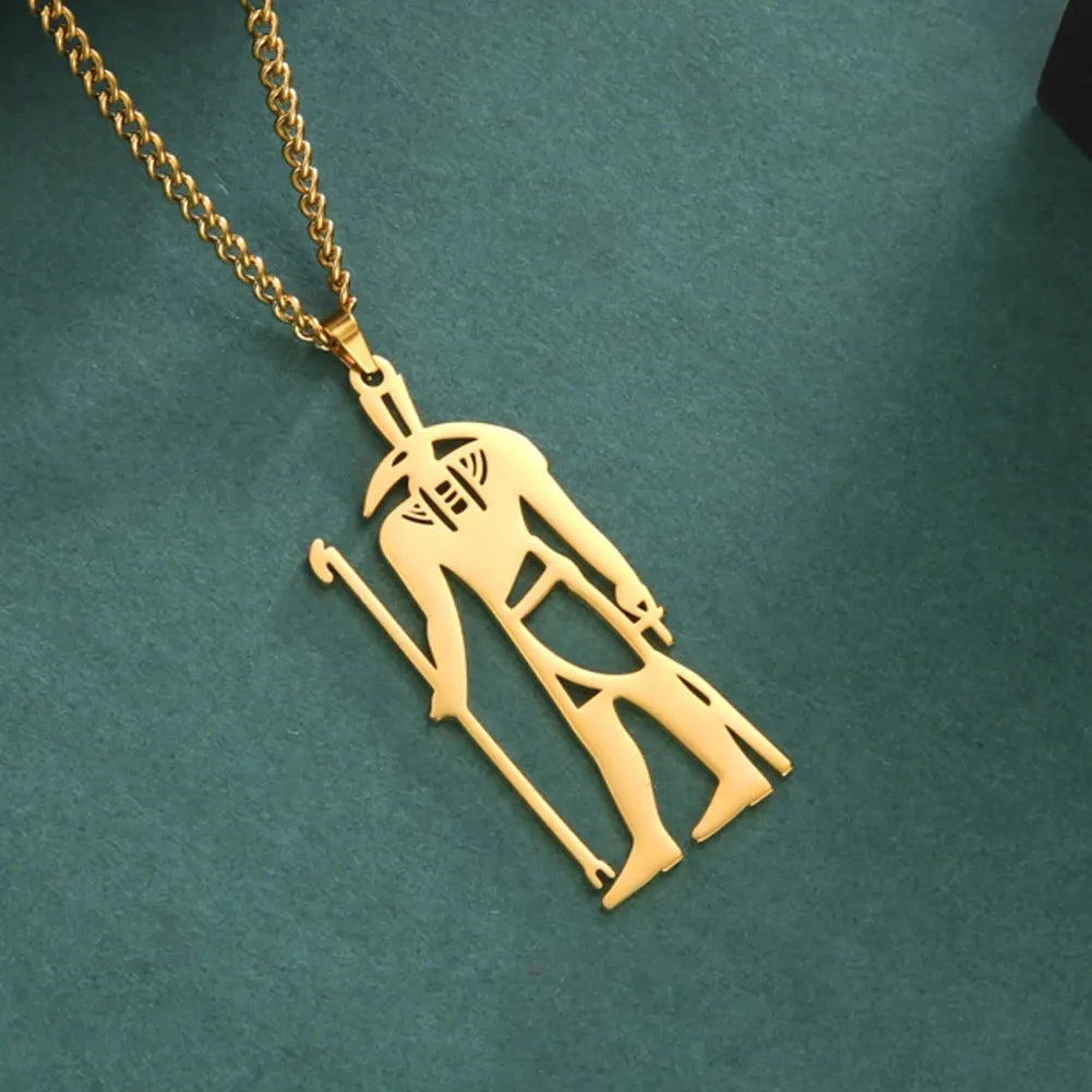 قلادة داوابارا المصرية القديمة على شكل إله حورس أنوبيس الإلهة إيزيس تميمة من الفولاذ المقاوم للصدأ