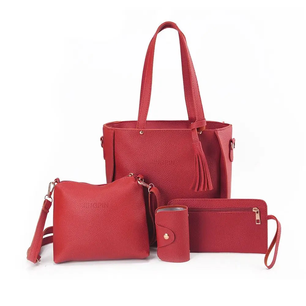 مجموعة من 4 حقائب كروس بودي نسائية، حقائب كتف جلدية منقوشة، حقائب يد نسائية من الجلد الصناعي