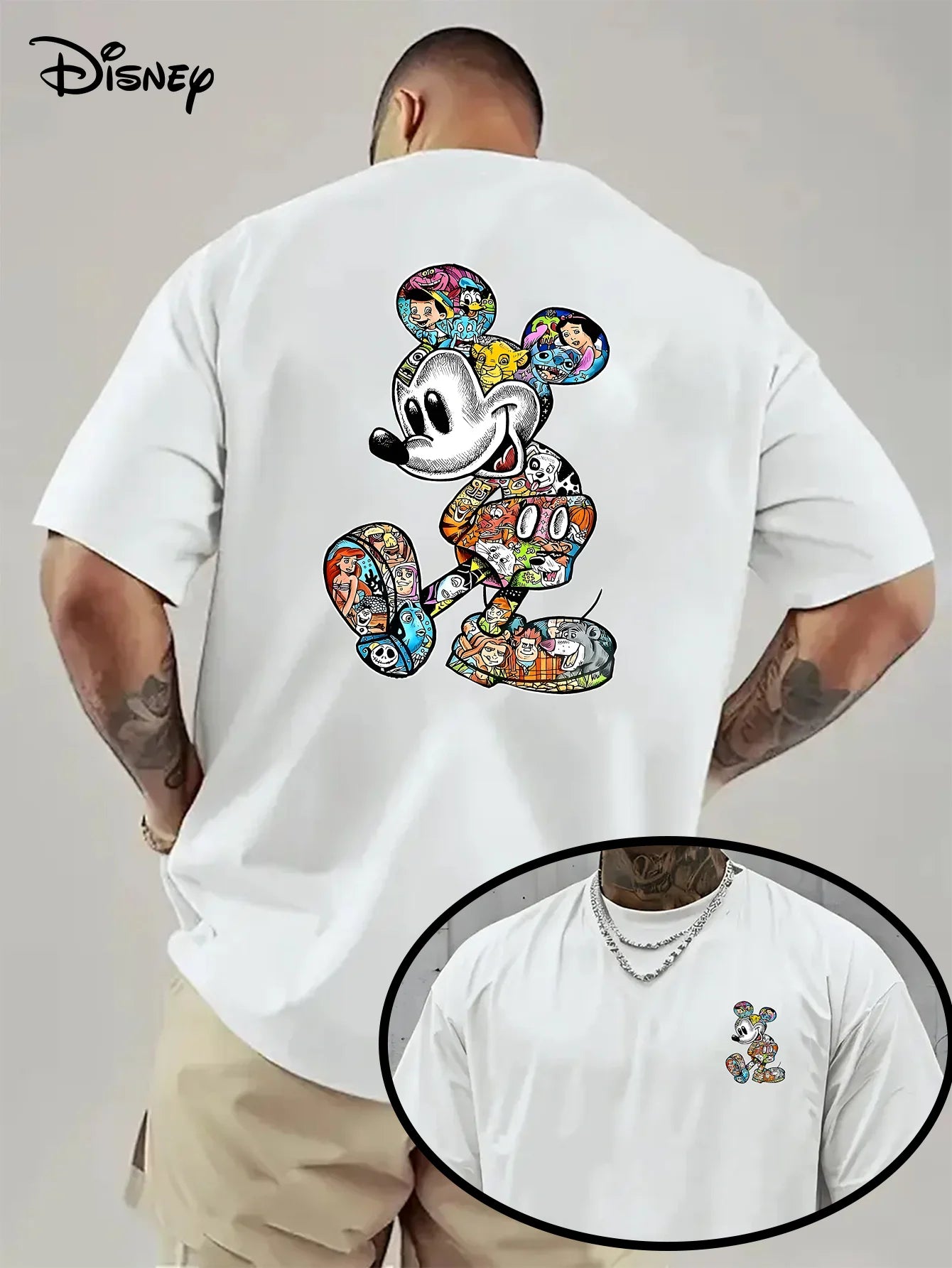 تيشيرت عصري رجالي ونسائي من ديزني ميكي ماوس، مصنوع من القطن، مناسب للارتداء اليومي، للجنسين، ملابس صيفية فضفاضة بأكمام قصيرة تسمح بمرور الهواء.
