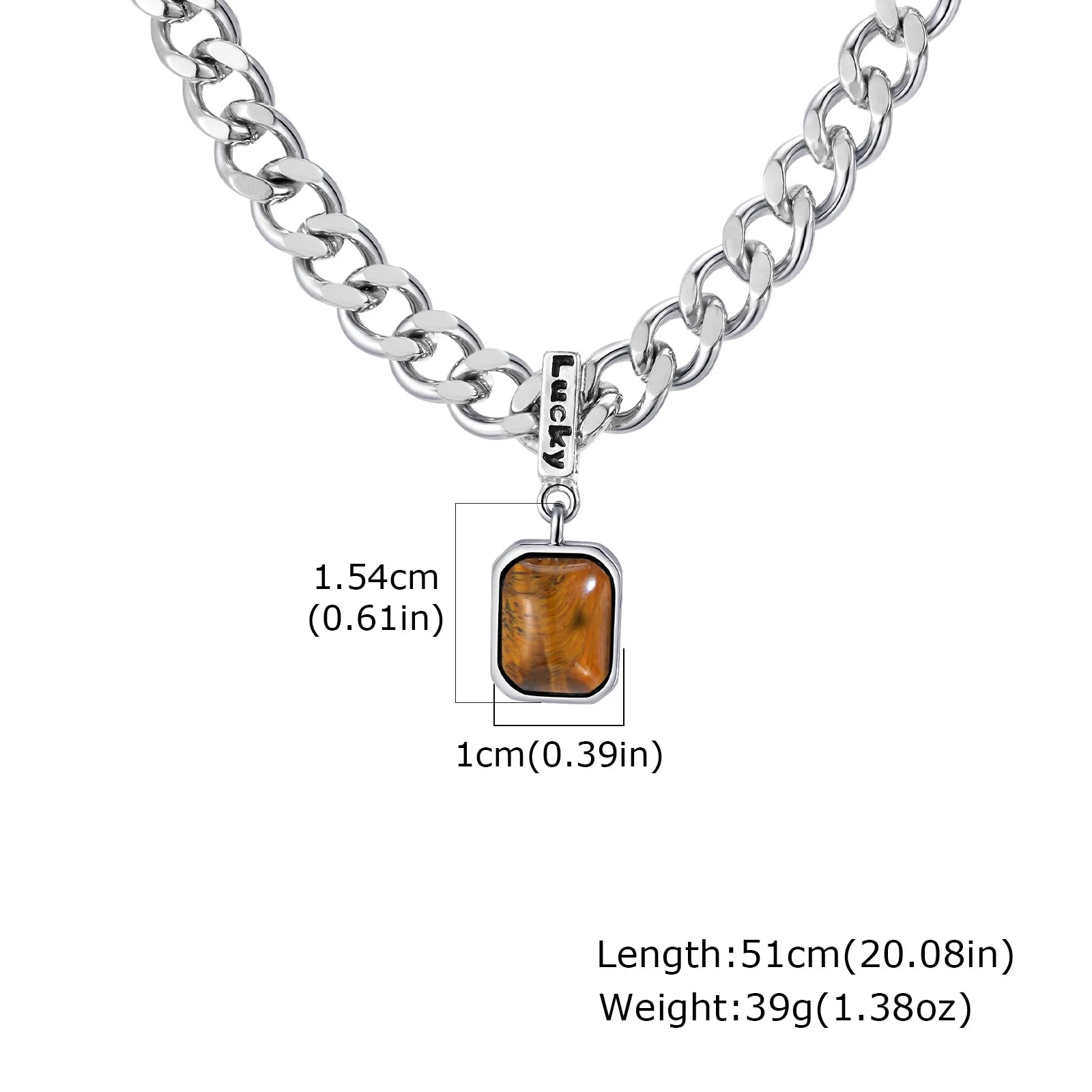 قلادة هيب هوب كوبية سميكة للرجال والأولاد، قلادة من الفولاذ المقاوم للصدأ بكلمات محظوظة مربعة الشكل، هدية عيد ميلاد عصرية