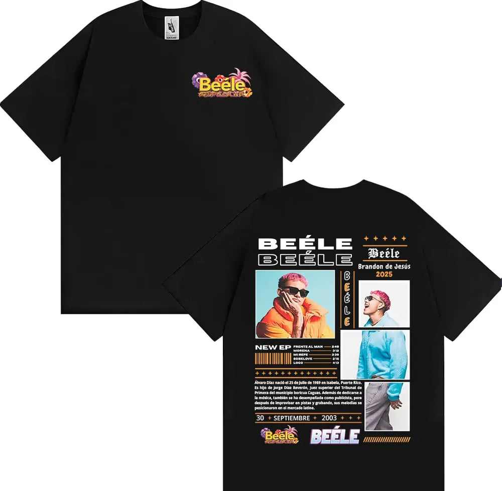 تي شيرتات رجالية ونسائية من ألبوم Rapper BEELE Tour 2025، تي شيرتات موسيقى الهيب هوب والبوب، تي شيرتات الشارع، قطن 100%، تي شيرتات كبيرة الحجم، ملابس الشارع