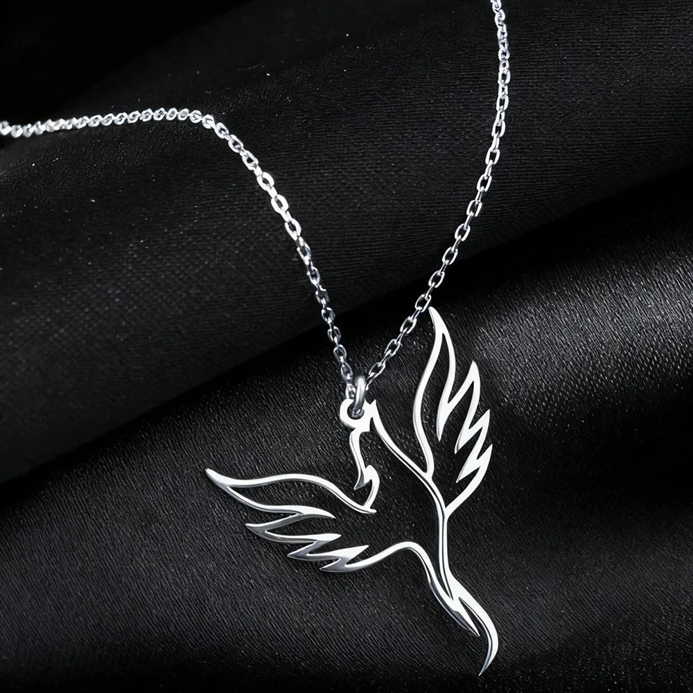 Stainless Steel Phoenix Necklace Sacred Bird Pendant Necklaces Exquisite Phoenix Jewelry Gift For Women