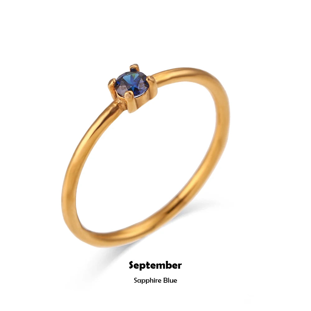 خاتم إيبيل للنساء، مطلي بالذهب، مصنوع من الفولاذ المقاوم للصدأ، مرصع بأحجار الزركونيا المكعبة، بتصميم الأبراج الاثني عشر، هدية مثالية لأعياد الميلاد.