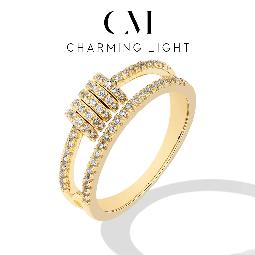 خاتم مويسانيتي كامل ساحر مخصص مرصع بالألماس اللامع من فضة إسترليني عيار 925 مطلي بالذهب للنساء مجوهرات فاخرة بالجملة
