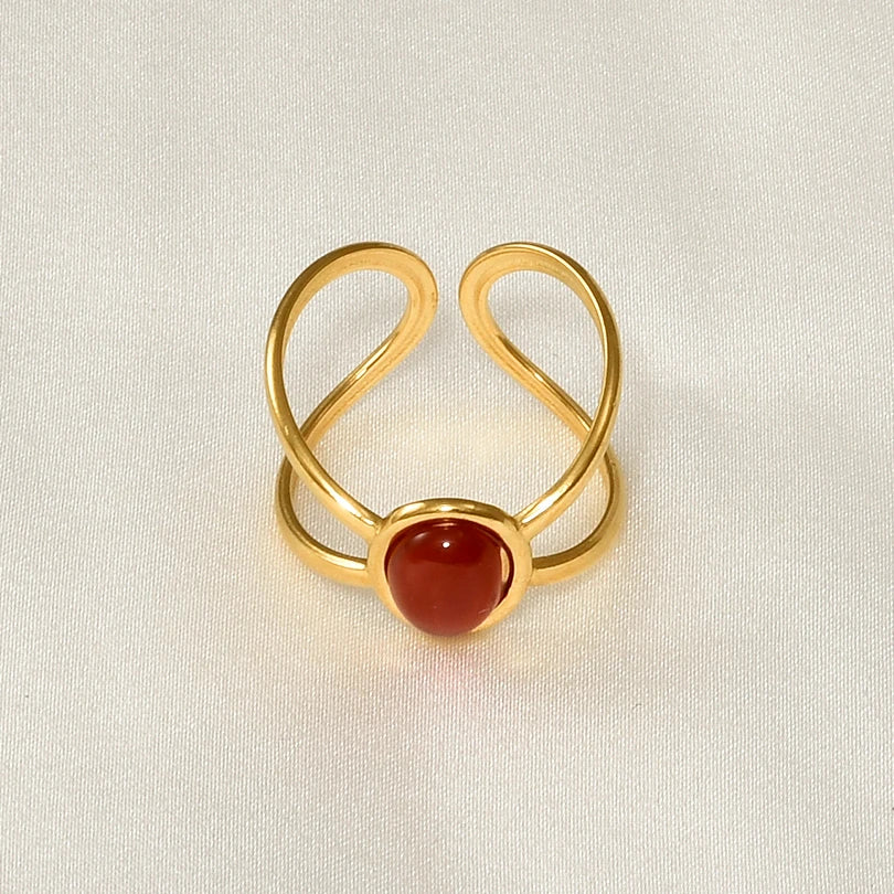 1 قطعة من خواتم عين النمر الكلاسيكية المصنوعة من الفولاذ المقاوم للصدأ القابلة للتعديل والمفتوحة للنساء والرجال إكسسوارات خاتم إصبع ذهبي اللون