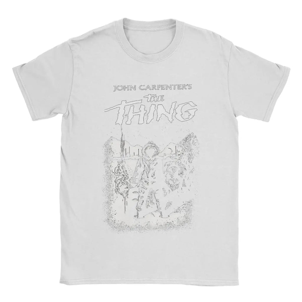 تي شيرت رجالي من فيلم الرعب عام 1982، تي شيرت كاجوال من القطن الخالص، تي شيرت بأكمام قصيرة، تي شيرت بياقة مستديرة، تي شيرت صيفي