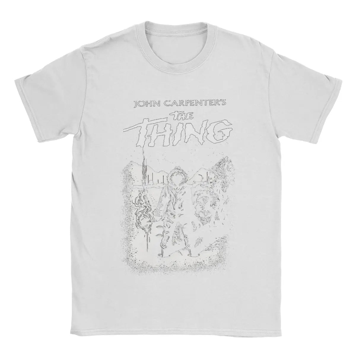 تي شيرت رجالي من فيلم الرعب عام 1982، تي شيرت كاجوال من القطن الخالص، تي شيرت بأكمام قصيرة، تي شيرت بياقة مستديرة، تي شيرت صيفي