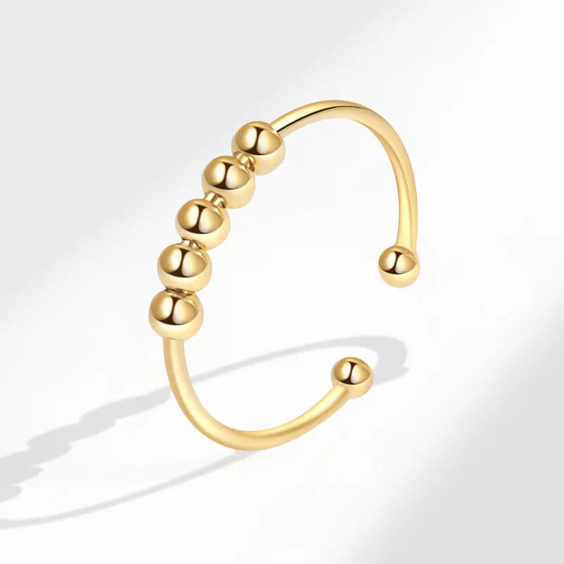 خواتم جديدة من الفضة الإسترليني عيار 925 لتخفيف التوتر، مزودة بخرز دوار، قابلة للتعديل، مناسبة للنساء والرجال، مجوهرات فاخرة