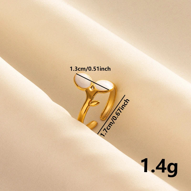 خواتم مفتوحة فاخرة بتصميم غير منتظم من الفولاذ المقاوم للصدأ، مطلية بالمينا البيضاء، بلون ذهبي بوهيمي، قابلة للتعديل، مناسبة للنساء، هدايا مجوهرات ساحرة