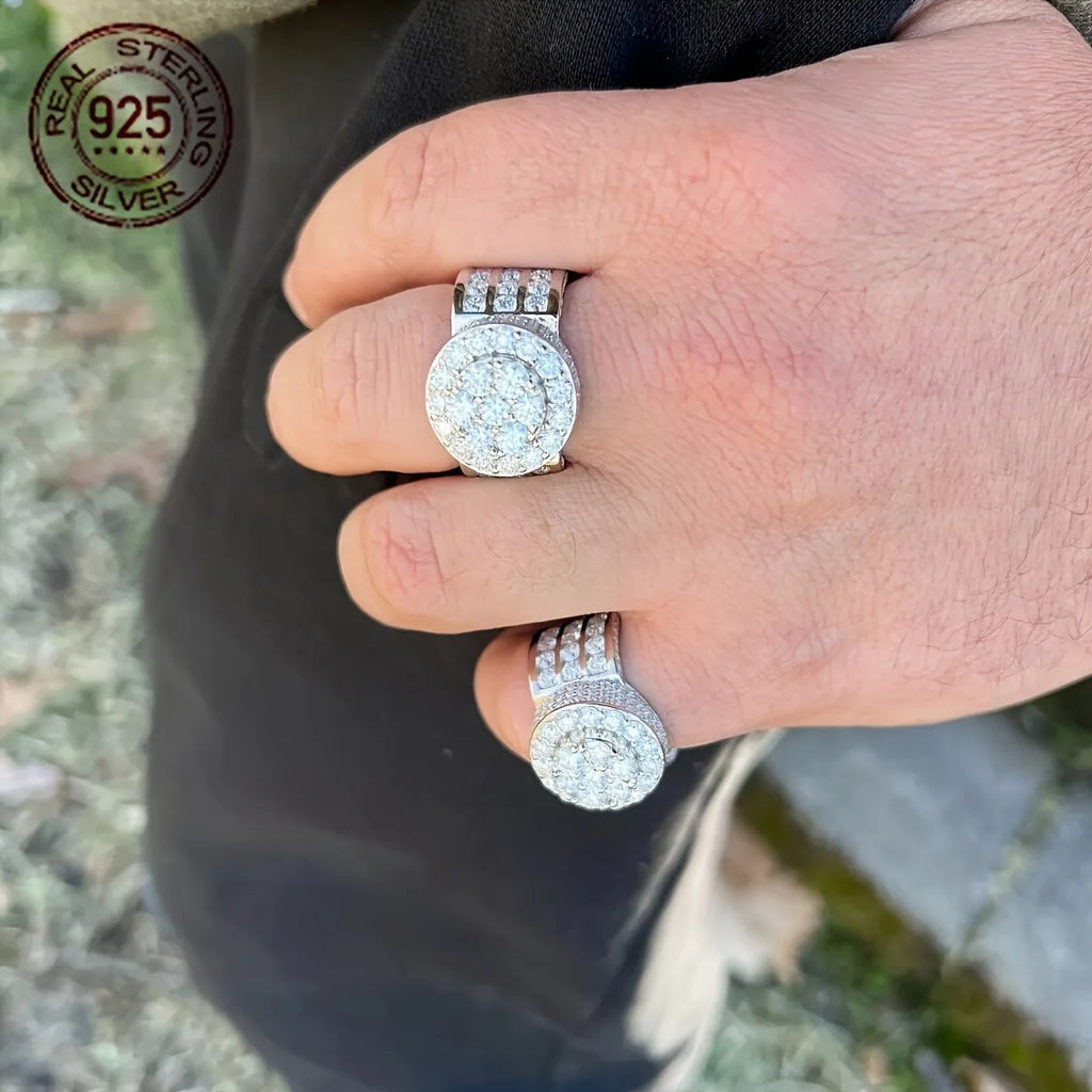 خواتم فاخرة من الفضة الإسترلينية عيار 925 للرجال، خاتم هيب هوب مرصع بالزركون، خاتم بينكي للرجال، مجوهرات بانك للأعمال، هدية