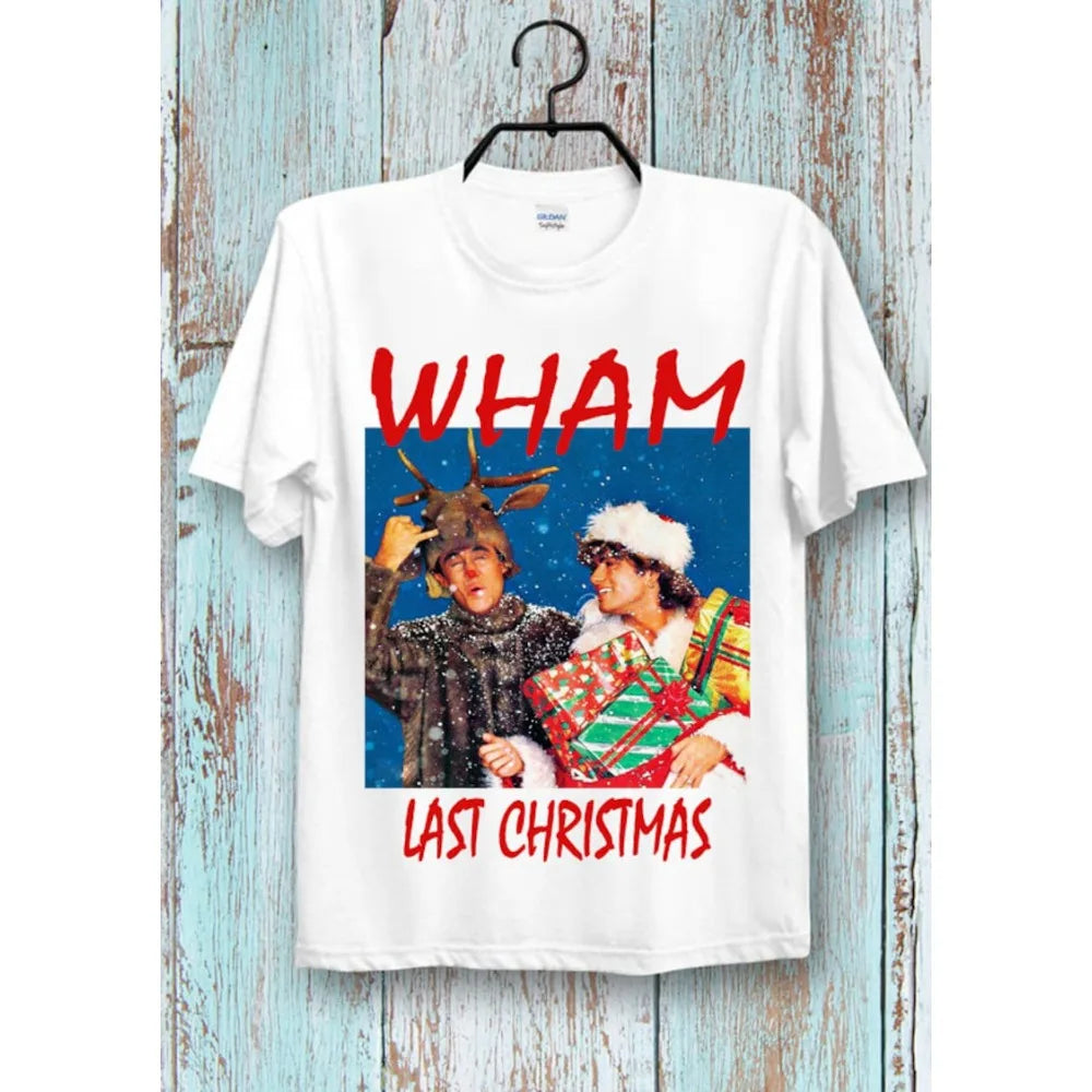 تي شيرت WHAM Last Christmas T-Shirt لرأس السنة الجديدة، تي شيرت للجنسين، هدية مثالية رائعة للرجال والنساء، تي شيرت عتيق من التسعينيات، قمم عطلات عيد الميلاد