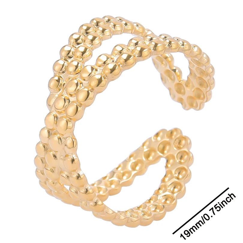 خواتم أنيقة مطلية بالذهب من الفولاذ المقاوم للصدأ، 6 قطع/مجموعة، بتصميمات زهور ونجوم وأوراق شجر وحب وثعبان، خواتم مجردة، مجوهرات نسائية بالجملة