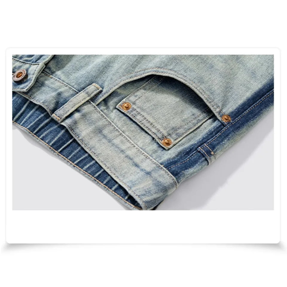 Trendy Men's Straight Leg Jeans Casual Loose Fit Autumn Winter New Style Blue Washed Denim Pants Versatile for All Seasons