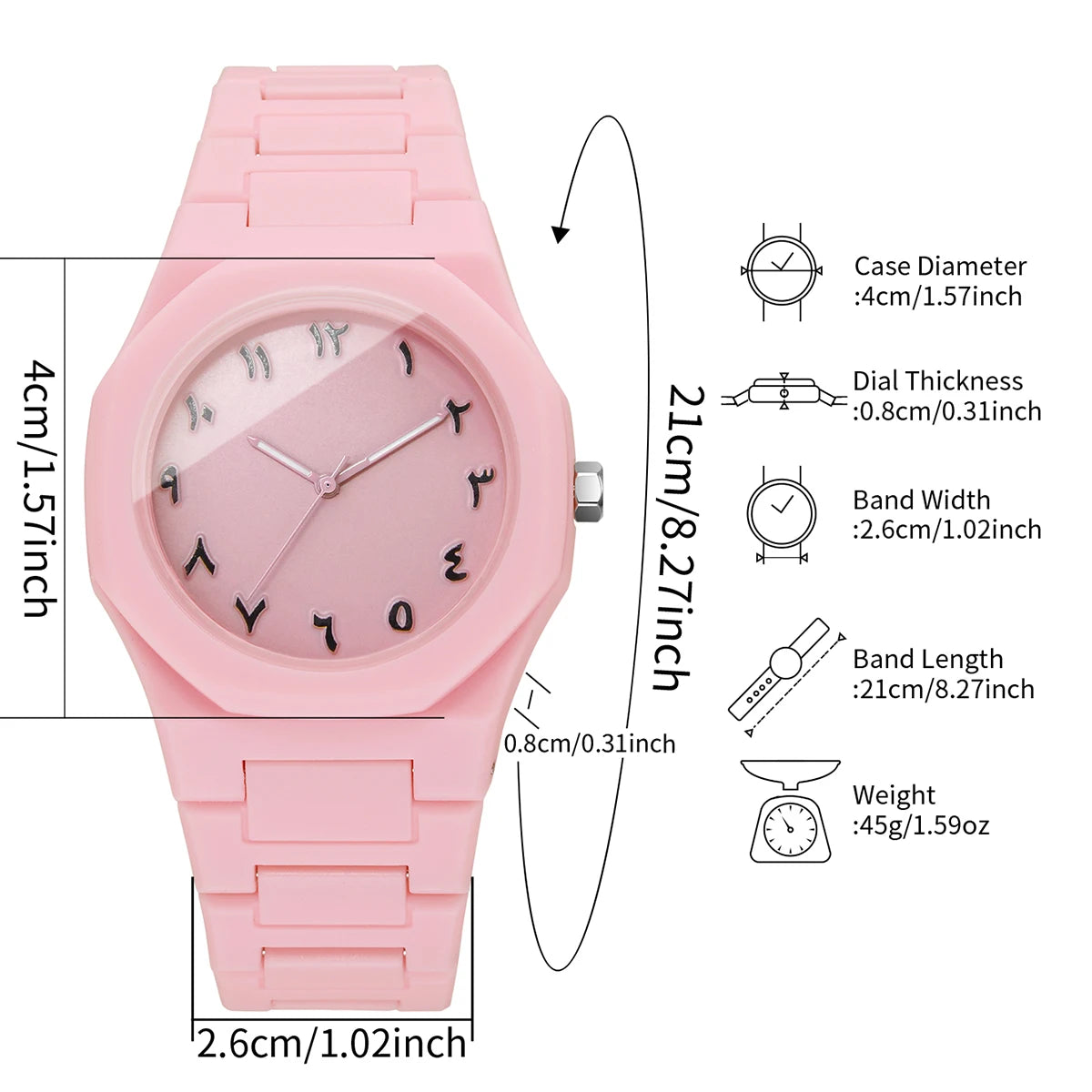 ساعة كوارتز نسائية أنيقة بحزام بلاستيكي، ساعة نسائية كاجوال، ساعة للبنات، هدية (بدون علبة)