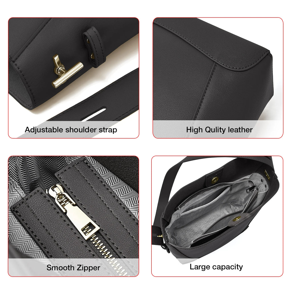 حقيبة كتف نسائية من FOXER مصنوعة من الجلد المقسم وحقائب يد كبيرة السعة وحزام عريض قابل للتعديل