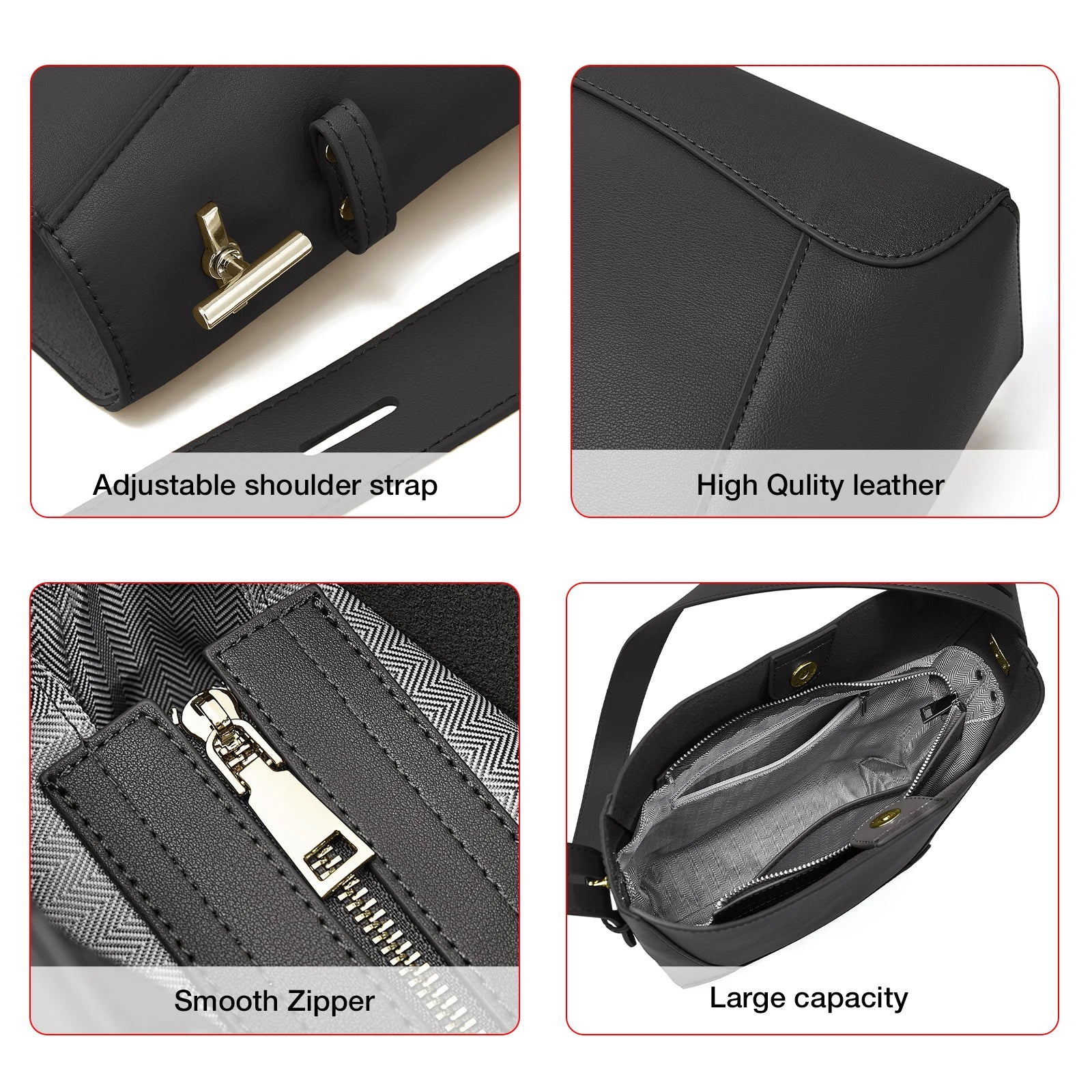 حقيبة كتف نسائية من FOXER مصنوعة من الجلد المقسم وحقائب يد كبيرة السعة وحزام عريض قابل للتعديل