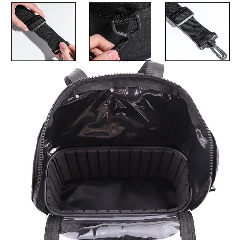 حامل فرش المكياج الشفاف مع غطاء وحقيبة تخزين فرش المكياج ذات السعة الكبيرة وحقائب فناني المكياج مع حزام وفواصل