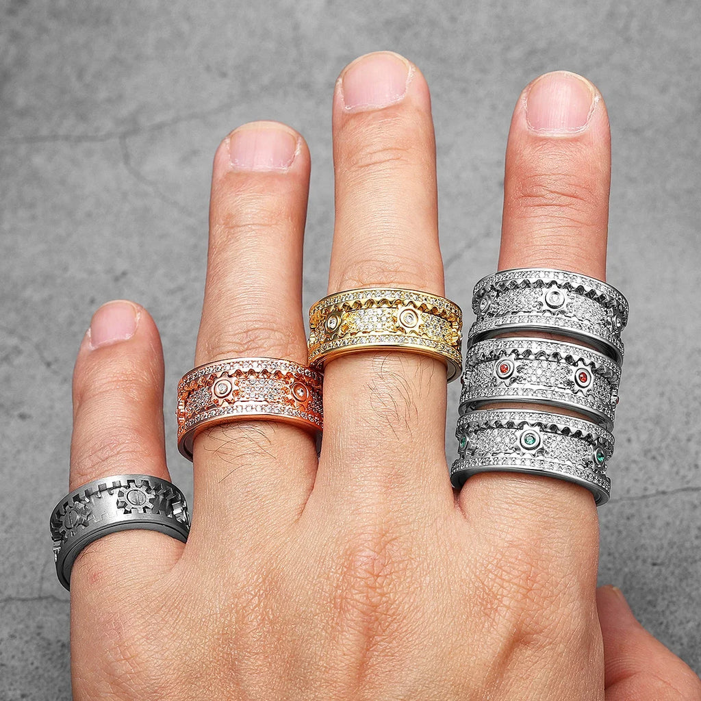 لعبة فيدجيت سبينر، تروس مرصعة بالأحجار الكريمة، خواتم رجالية، ستانلس ستيل، مجوهرات نسائية، بانك، جديد في عالم موسيقى الروك والهيب هوب، إكسسوارات أزياء، هدايا، بيع بالجملة