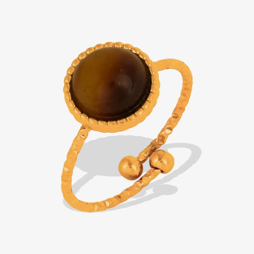 3/6 قطع خاتم دائري إبداعي من حجر عين النمر الحقيقي قابل للتعديل من الفولاذ المقاوم للصدأ خاتم مجوهرات للرجال والنساء هدية الذكرى السنوية إكسسوارات