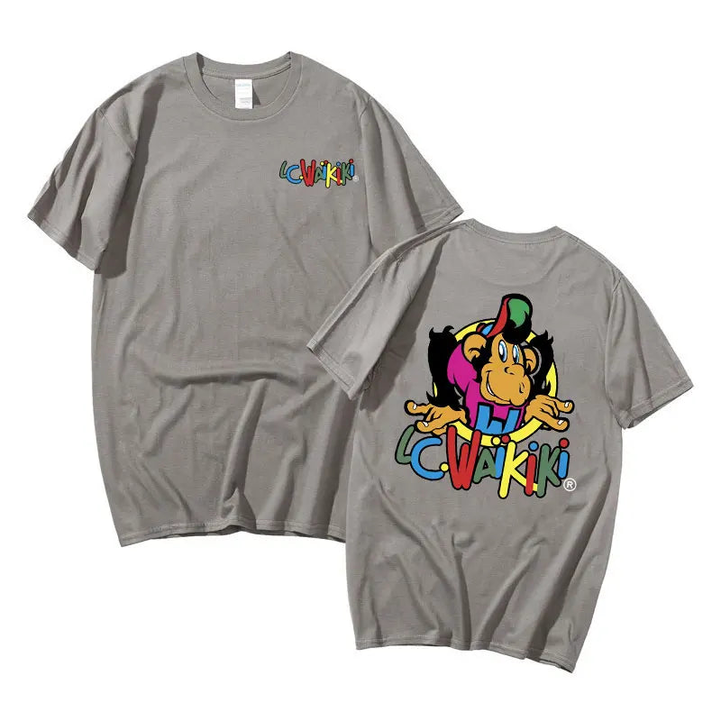 تيشيرت رجالي برسومات قرد، تيشيرتات رجالية، تيشيرتات وايكيكي برسومات قرد على الوجهين، تيشيرتات علوية للرجال والنساء، تيشيرت عصري كاجوال بأكمام قصيرة