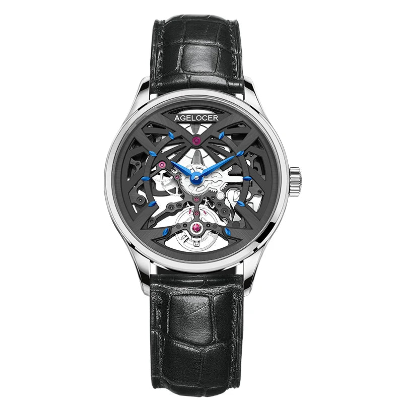 ساعة AGELOCER الأصلية Schwarzwald النسائية الفاخرة للأعمال، ساعة ميكانيكية أوتوماتيكية، هدية عيد ميلاد للنساء