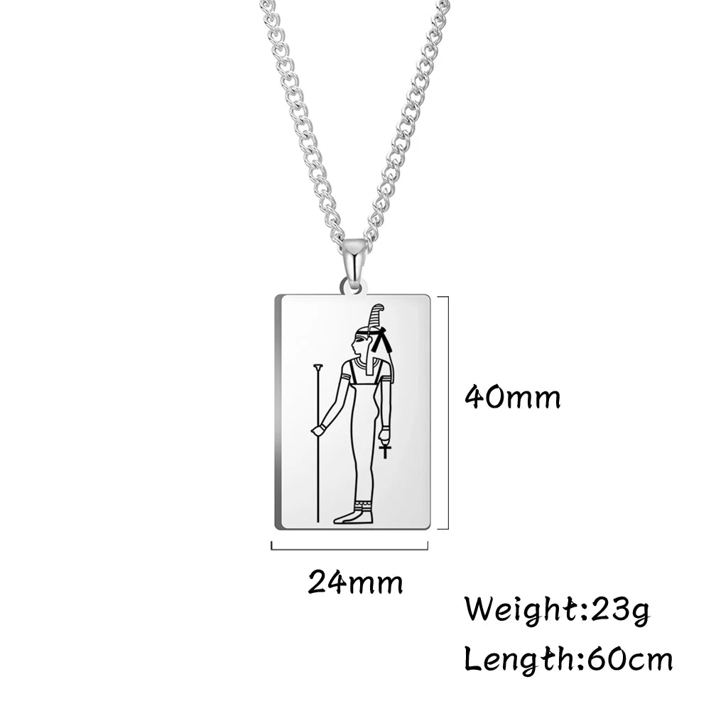 قلادة داوابارا المصرية القديمة على شكل إله حورس أنوبيس الإلهة إيزيس تميمة من الفولاذ المقاوم للصدأ