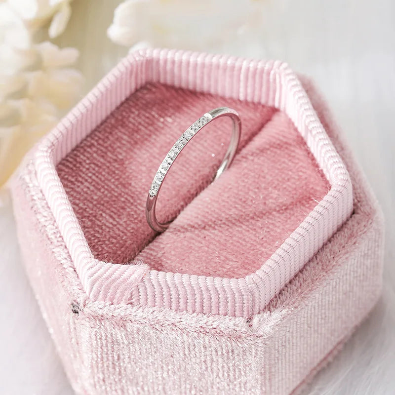 خاتم من الزركون الرقيق بسمك 1 مم، خاتم خطوبة نسائي كامل دائري مرصع بكريستال الزركون، لون ذهبي، خاتم زفاف بتصميم بسيط قابل للتكديس