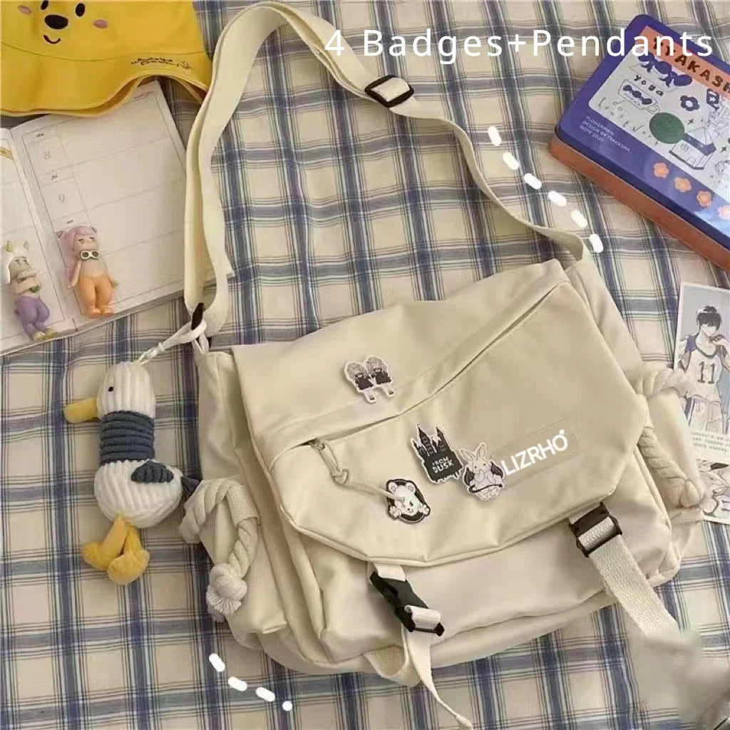 حقيبة كتف كبيرة السعة حقيبة كروس بودي ريترو ملابس عمل حقائب ساعي البريد للنساء حقائب يد من النايلون