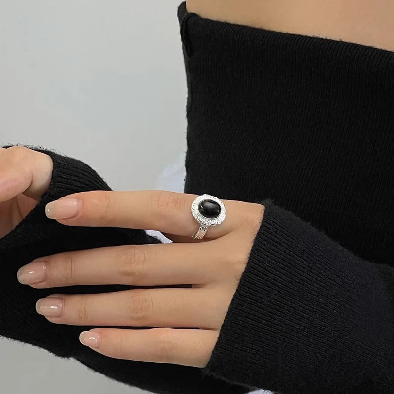 خاتم مفتوح من الفضة الإسترليني عيار 925 بتصميم بانك على شكل قلب، بتصميم هندسي غير منتظم، قابل للتكديس، هدية مجوهرات للنساء والفتيات، خدمة توصيل مباشرة بالجملة