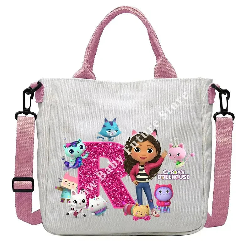 حقيبة كتف أنيقة بتصميم بيوت الدمى غابي للأولاد والبنات على شكل أنمي وحقيبة حمل أنيقة عليها حروف كرتونية وحقيبة يد من القماش وحقيبة كروس بودي وهدايا أعياد الميلاد