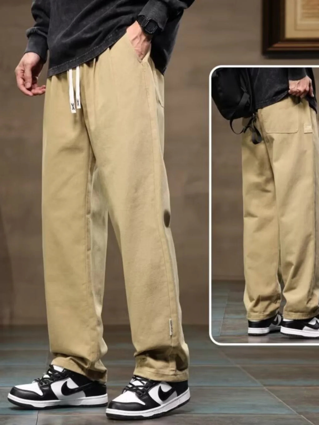 Spring Autumn Men's Casual Loose Straight Leg Pants Versatile Youthful Sle Comfortable Sports Trousers for Teens And Adults
