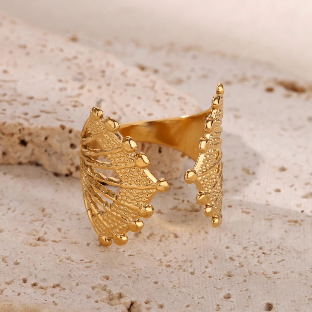 Ocean Starfish Shell Open Rings For Women Gold Color Stainless Steel Ring Summer Beach Aesthetic Waterproof Jewelry Gift