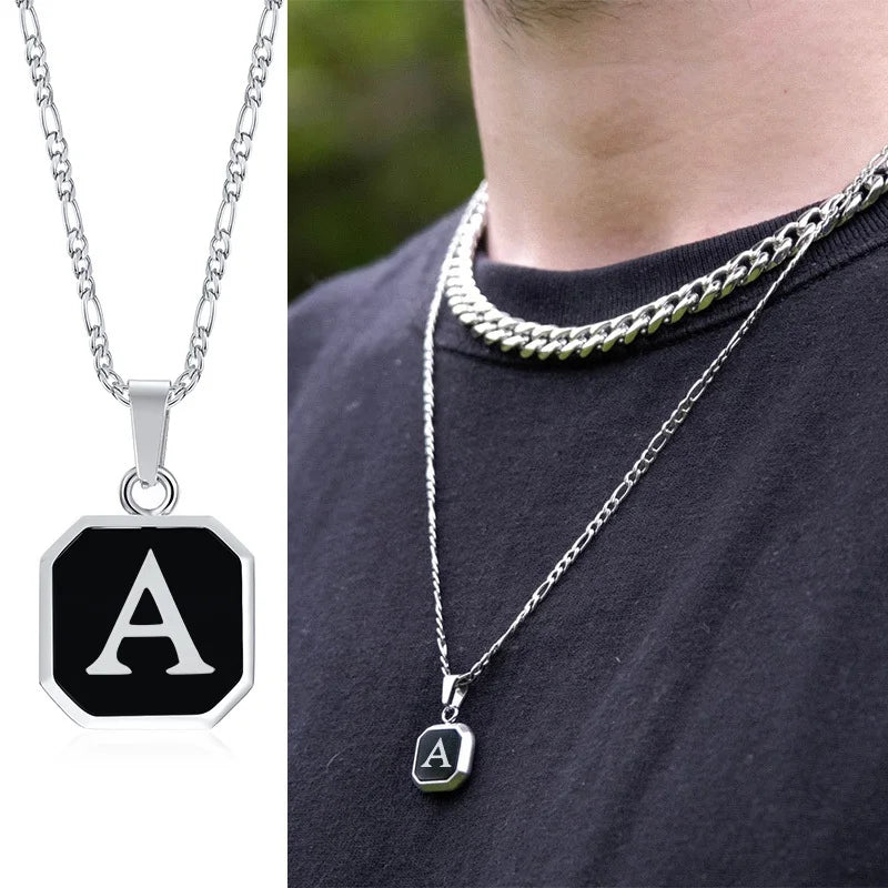 قلادات Vnox AZ للرجال، قلادة هندسية مع سلسلة حبل كوبية مربعة الشكل، طوق بسيط من الفولاذ المقاوم للصدأ