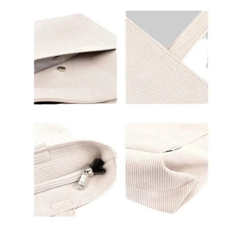 حقائب كتف نسائية من قماش مخملي كبير الحجم مزودة بإبزيم وحقيبة تسوق كاجوال أنيقة للتنقل