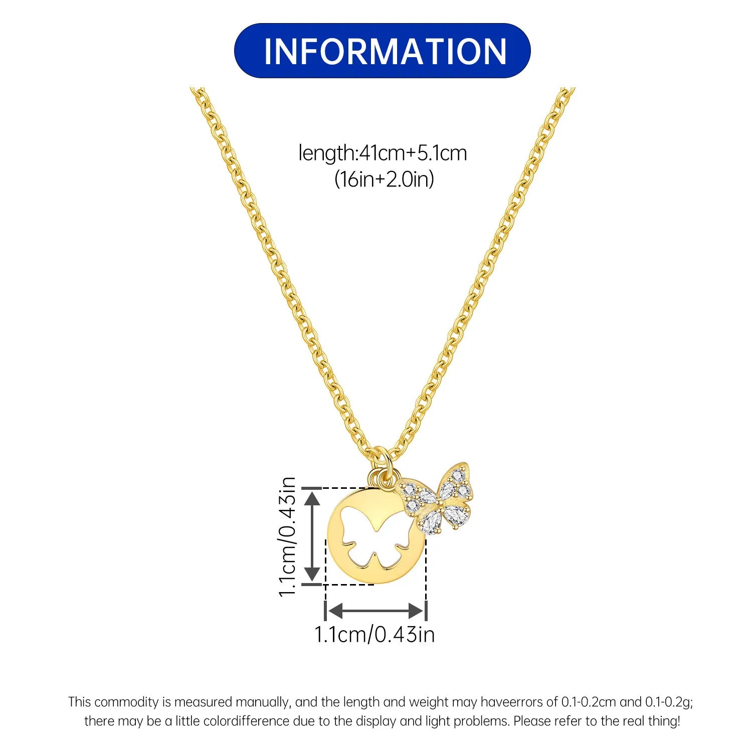 قلادة PANPOKI المصنوعة من الفضة الإسترلينية S925 على شكل فراشة ذهبية لامعة للنساء كهدية عيد ميلاد مجوهرات أنيقة