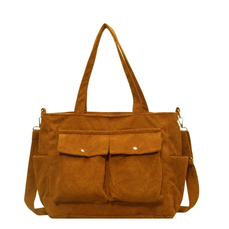 حقيبة يد نسائية جديدة عتيقة متعددة الجيوب من قماش مخملي بسعة كبيرة وحقيبة كتف نسائية كاجوال متقاطعة للتنقل