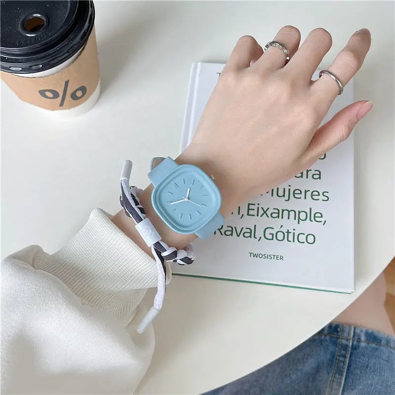 ساعة UTHAI H109 الجديدة، ساعة ماكارون كاندي، ساعة كوارتز نسائية عالية الجمال، ساعة شاي بالحليب، ساعة فنية إبداعية، ساعة يد