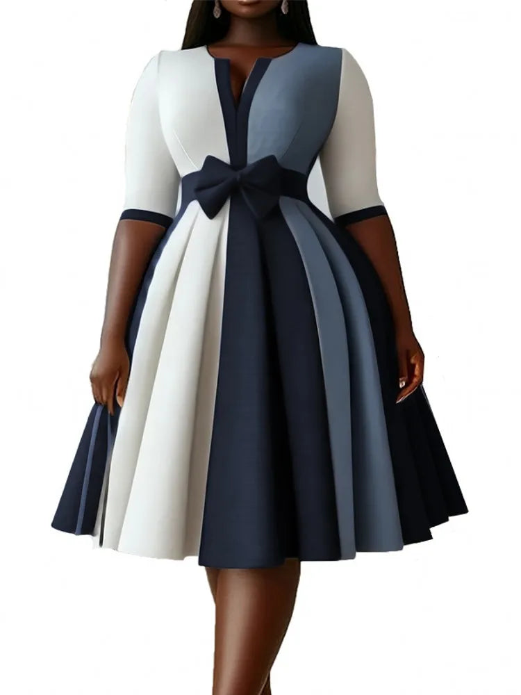 Elegant Women Luxury Formal V-Neck Midi Dress Fashion Half Sleeve Evening Ladies Street Party Vestidos 2026 Spring Summer