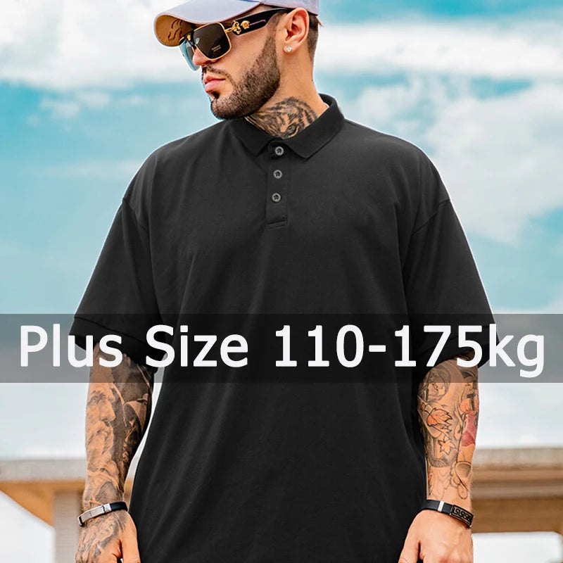 Polo Shirts Men Plus Size 1XL-7XL 110-175kg Short Sleeve T Shirt Loose Polos Oversized Tops Big Size Men Clothing 티셔츠 남성 T シャツ