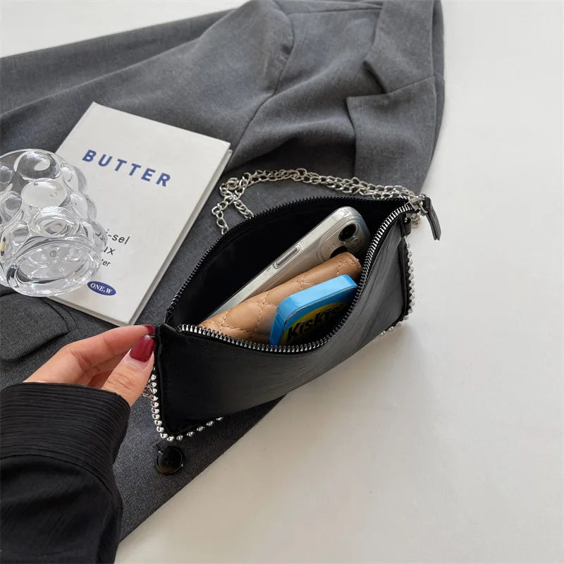 حقائب كروس بودي بتصميم بلون واحد للنساء، سلسلة أنيقة، محفظة للهاتف المحمول، حقيبة كتف أنيقة، حقيبة كتف رئيسية للنساء