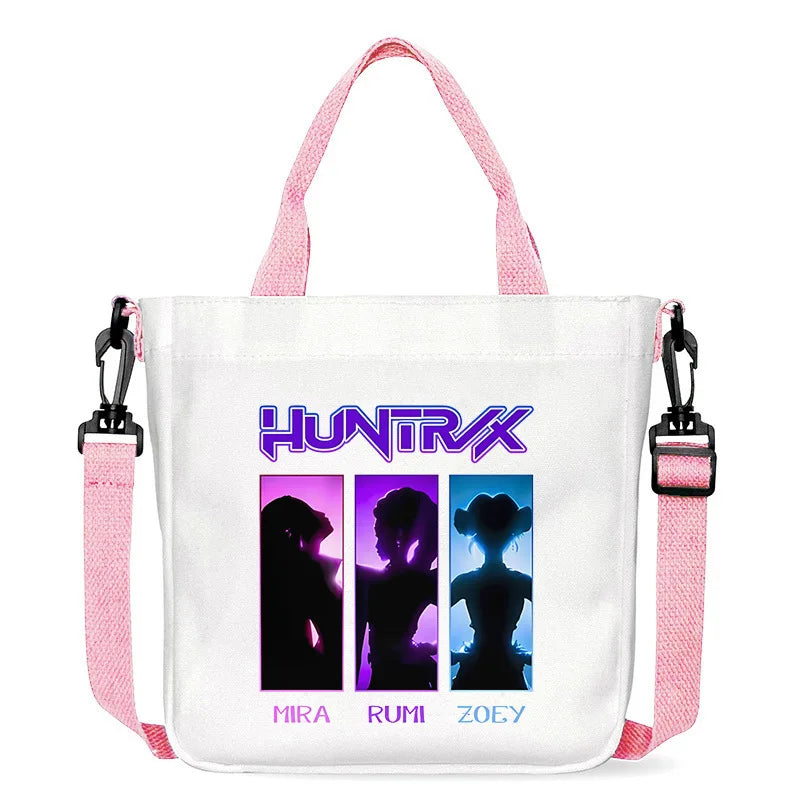 حقيبة قماشية جديدة من KPop Demon Hunters للفتيات، حقيبة يد مربعة أرجوانية بسيطة، حقيبة حمل، حقيبة كتف، هدية عيد ميلاد