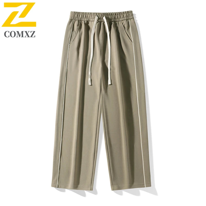 Men's Straight Wide Leg Pants Korean Style High Waisted Loose Trousers Spring Autumn Casual Streetwear Stretchy Comfort 2025